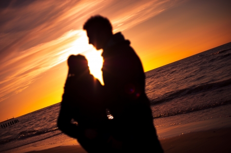 An image of couple on the beachの写真素材