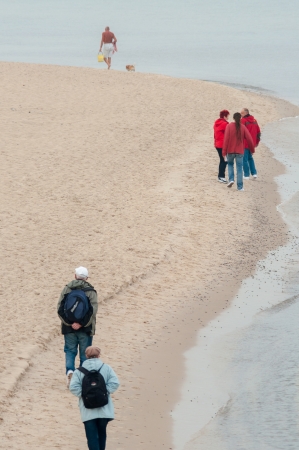 hiker walking in the seaのeditorial素材