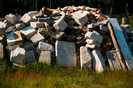 illegal garbage dump in the meadowの写真素材