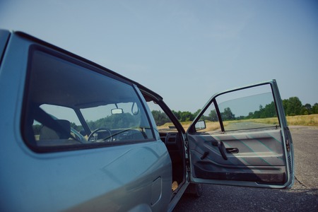 vintage transport retro car with open doorsの写真素材