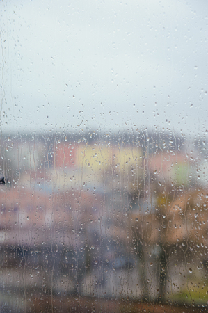 Drops of rain on the window. Rainy weatherの写真素材