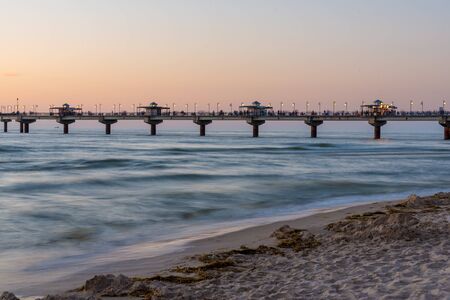 Pier on the Black Sea coast in the evening. Sunset timeの写真素材
