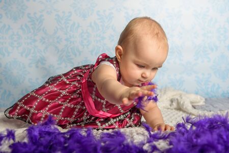 Portrait of adorable baby girl. Childhood. Authentic imageの写真素材
