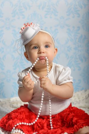 Portrait of adorable baby girl. Childhood. Authentic imageの写真素材