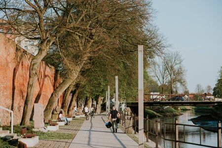 A view for the river name Ina in Goleniow, Poland.の写真素材