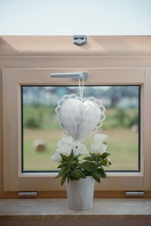 Beautifully decorated wedding table and other details at wedding hall. Wedding dayの写真素材