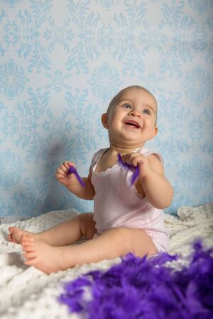 Portrait of adorable baby girl. Childhood.の写真素材
