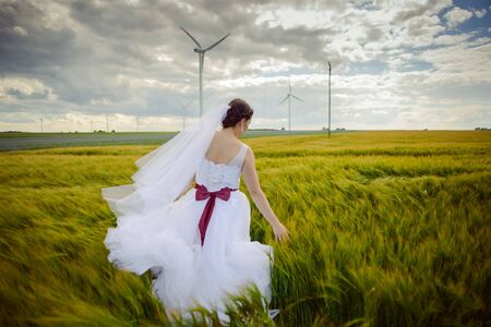 Bride and groom at a photo session in the nature.の写真素材