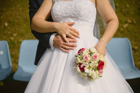 bouquet in the hands of the bride.の写真素材
