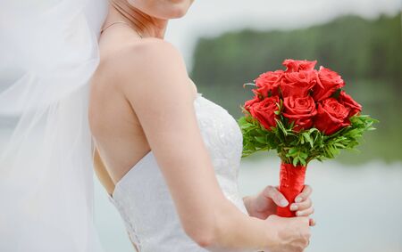bouquet in the hands of the bride.の写真素材