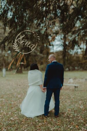 Bride and groom at a photo session in the nature.の写真素材