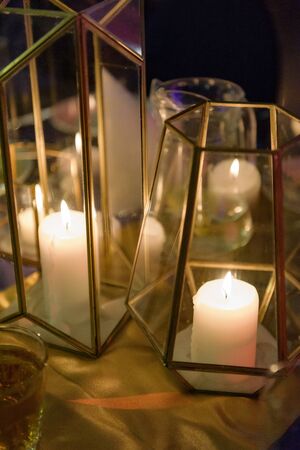 Beautifully decorated wedding table and other details at wedding hall. Wedding dayの写真素材