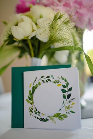 Beautifully decorated wedding table and other details at wedding hall. Wedding dayの写真素材