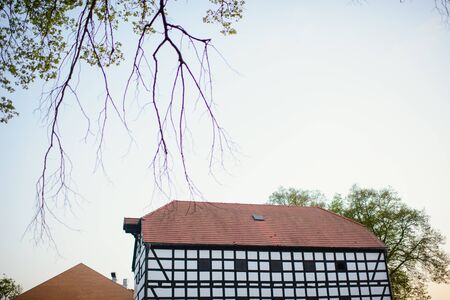 old granary in in the city made of timberedの写真素材