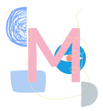 Creative letter M in flat style. Vector illustration for design.のイラスト素材