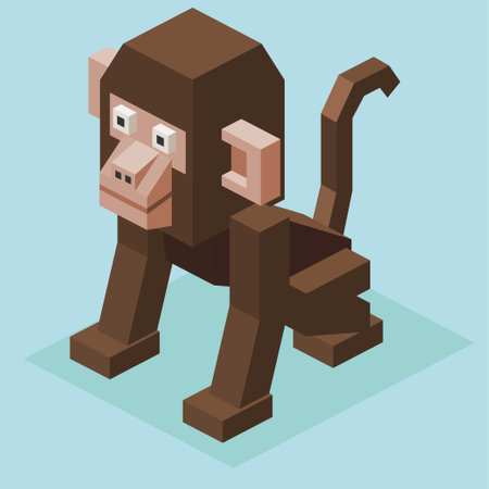 Monkey isometric 3d icon. Vector illustration of monkey.のイラスト素材