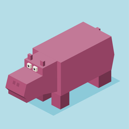 Hippopotamus isometric 3d icon. Vector illustration.のイラスト素材
