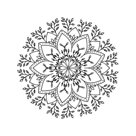 Mandala. Ethnic decorative element. Hand drawn backdrop. Islam, Arabic, Indian, ottoman motifs. Boho style.のイラスト素材