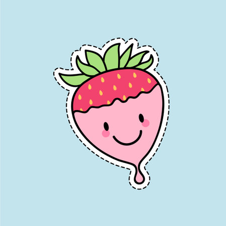 Strawberry kawaii cartoon icon. Vector illustration in a flat styleのイラスト素材