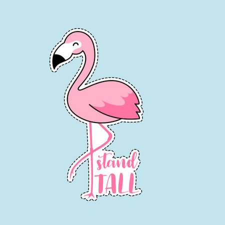 Flamingo. Sticker, patch, label. Vector illustrationのイラスト素材
