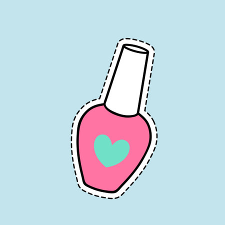 Nail polish vector icon. Hand drawn nail polish illustration with heart.のイラスト素材