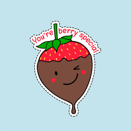 Strawberry. Sticker for your design. Vector illustration.のイラスト素材