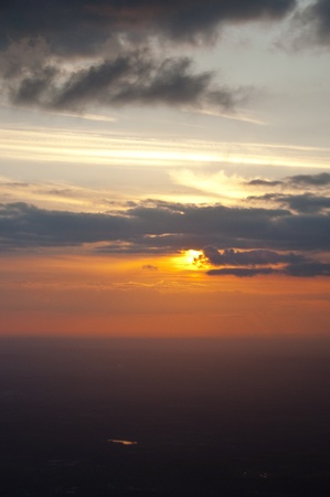 Orange sunset shot from an airplaneの写真素材
