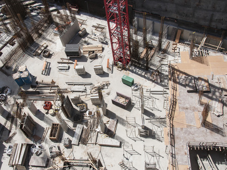 Aerial view of the construction site of a building
