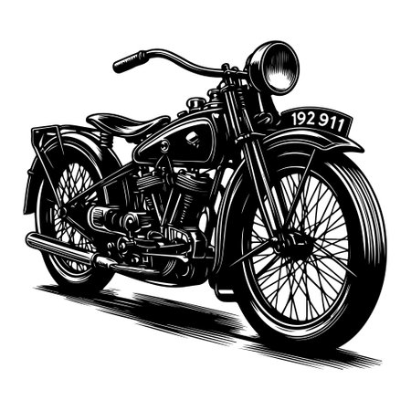 Vintage Motorcycle Vector Illustration in Black and Whiteのイラスト素材