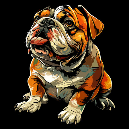 Colorful Bulldog Vector Illustration in Cartoon Styleのイラスト素材