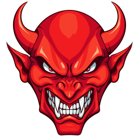 Devil head vector illustration isolated on white background. Cartoon style.