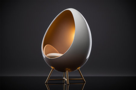 Easter egg on a dark background. 3d rendering, 3d illustration.の素材