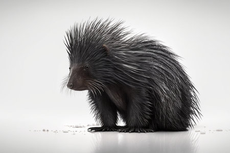 Porcupine isolated on white background. 3d illustration.の素材