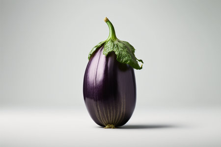 Purple eggplant isolated on a white background with copy space.の素材