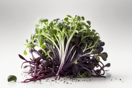 Microgreens of radish and kohlrabi on white backgroundの素材