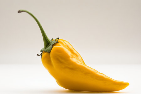Yellow hot chili pepper isolated on a white background. Close up.の素材