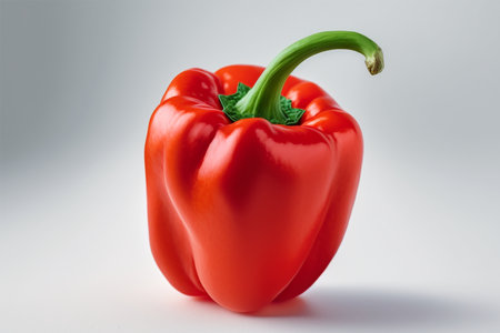 Red bell pepper on a white background, close-up, isolatedの素材