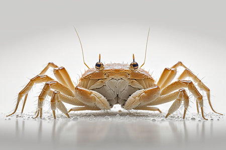 Crab on a white background. 3d render illustration. Close-up.の素材