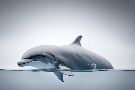 Dolphin swimming in the water. 3D rendering. Toned.の素材