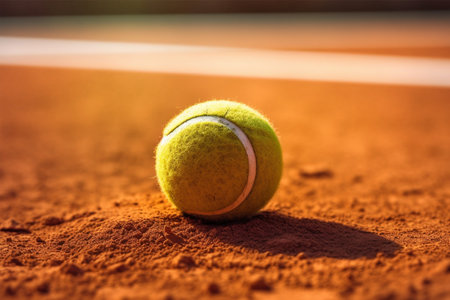 Tennis ball on the tennis court. Tennis ball on the tennis court.の素材