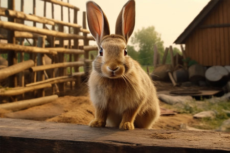 Rabbit on the farm. Rabbit on the farm. Cute rabbitの素材
