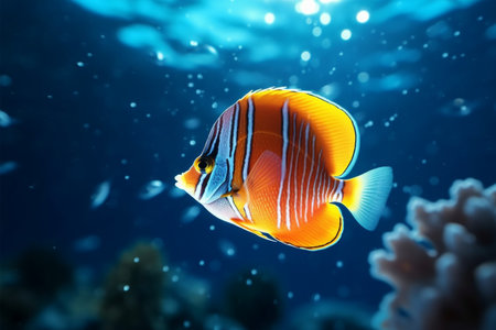 Tropical fish in the deep blue sea. Underwater world.の素材