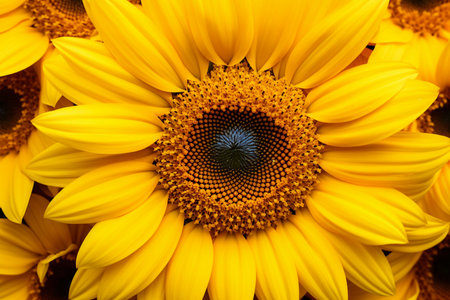 Sunflowers close-up. Sunflower background. Sunflower natural backgroundの素材