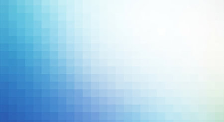 A pixelated gradient transitions from deep blue to light blue and white, creating a modern, abstract background.の素材