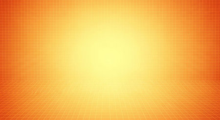 A vibrant and warm abstract background featuring a gradient from yellow in the center to orange at the edges, rendered in a distinct pixelated style.の素材