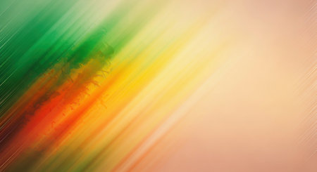 A vibrant abstract background featuring a pixelated gradient transitioning from deep green and red to warm yellow and orange, ideal for digital art and design.の素材