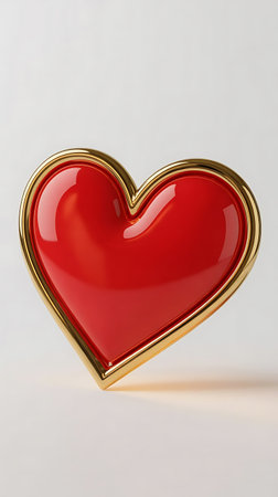 Red heart on a white background. 3d rendering. Valentine's Dayの素材