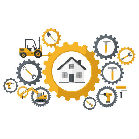 Flat design vector illustration concept of home improvement, repair, building and construction.のイラスト素材