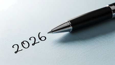 New Year 2016 written on a paper with a pen. 3d renderingの素材