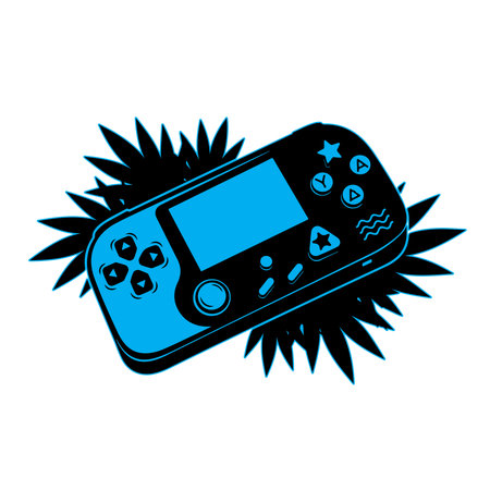 retro videogame console icon image vector illustration design  blue color